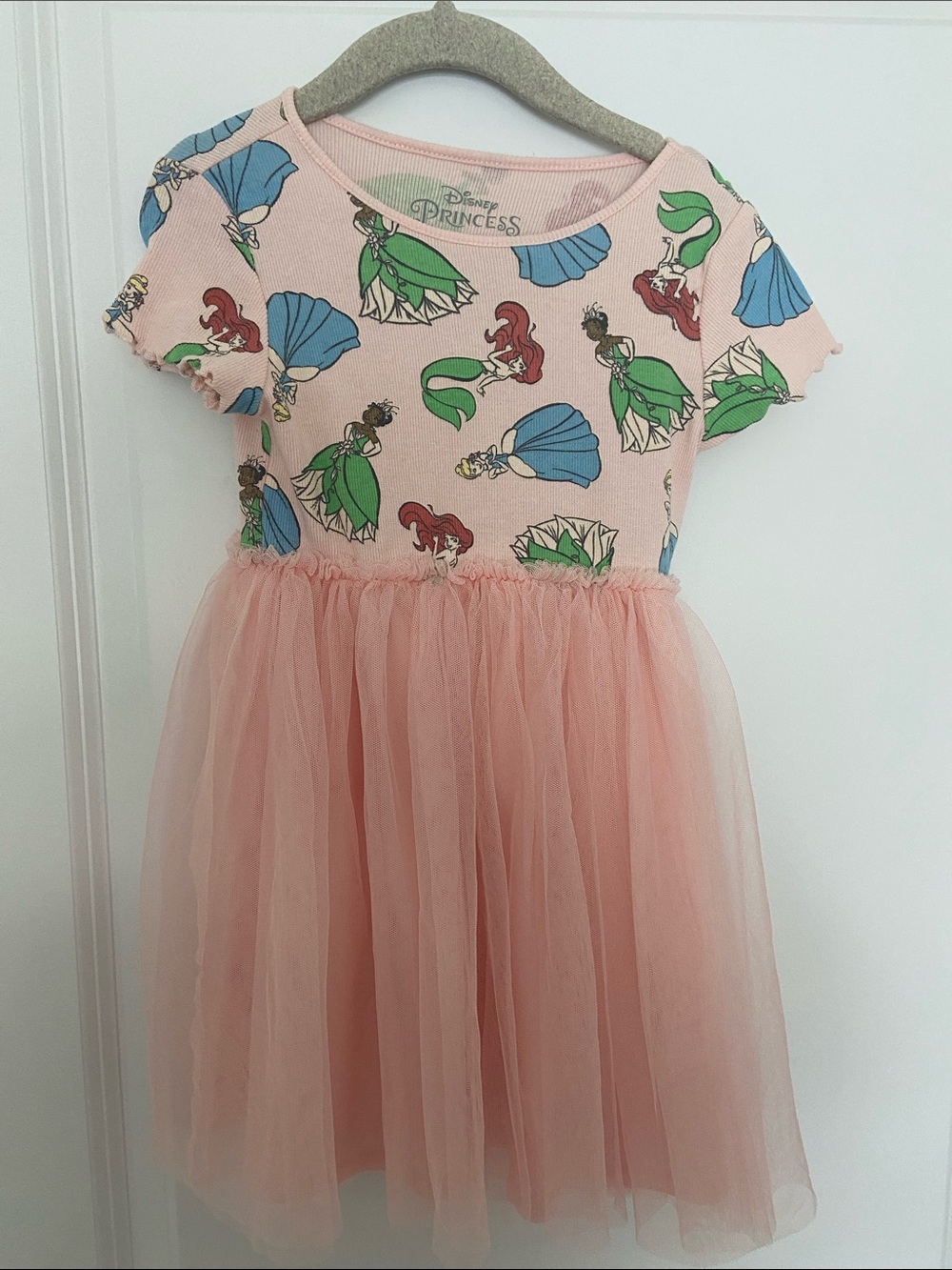 Disney Princess Pink Tulle Dress with Multicolor Princess Print